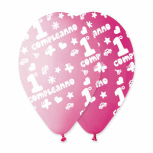 PALLONCINI 12” PRIMO COMPLEANNO ROSA 100 pz*