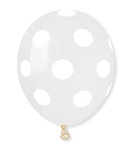 Palloncini 13 cm Trasparenti Pois Bianchi 100 pz*