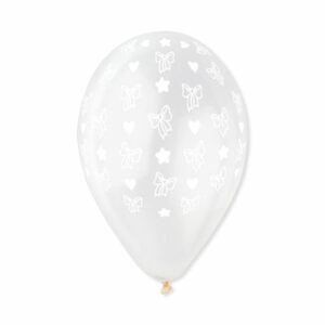 Palloncini 30 cm Trasparenti Fiocco Bianco 100 pz*