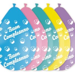 PALLONCINI LATTICE BUON COMPLEANNO 12” CUPCAKE 10 pz *