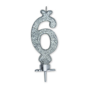 CANDELINA ARGENTO GLITTER N. 6 *