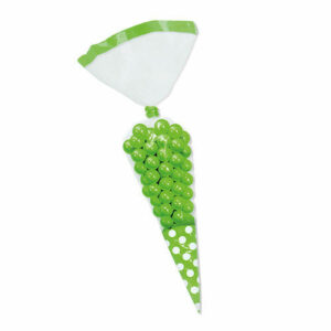 SACCHETTI CONO 25 cm POIS VERDE MELA 10 pz *