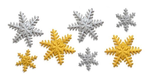 Decorazioni in Zucchero Oro e Argento Fiocco di Neve *