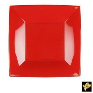 PIATTO PIANO NICE 23×23 ROSSO CHINA 8 pz*