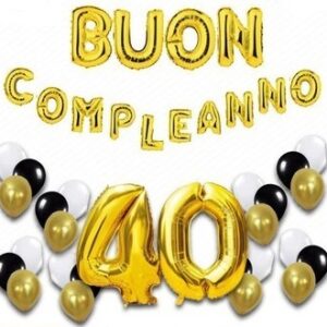 Set 39 Palloncini Buon Compleanno 40 anni