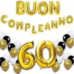 Set 39 Palloncini Buon Compleanno 60 anni