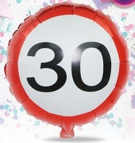 Palloncino Mylar Cartello Stradale 30 anni 45 cm*