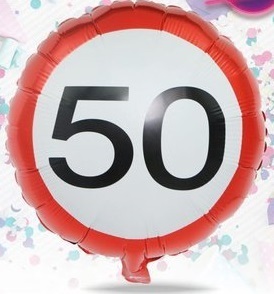 Palloncino Mylar Cartello Stradale 50 anni 45 cm*