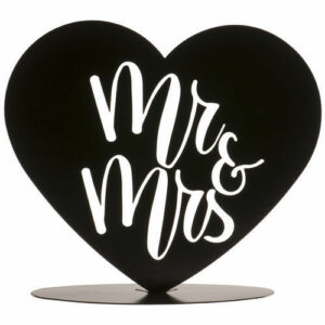 Cake Topper Sagoma Cuore con Scritta Mr & Mrs 14,5 cm *