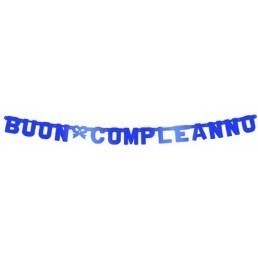 FESTONE BUON COMPLEANNO BLU METALLIZZATO XL*