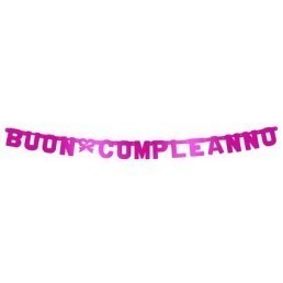 FESTONE BUON COMPLEANNO MAGENTA METALLIZZATO XL*