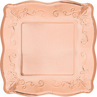 Piatti Elise in Carta Rosa Antico/Gold 8 pz – 17,8×17,8 cm