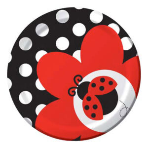 Piatti in carta 18 cm – Fantasia Coccinella 8 pz