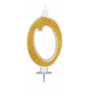 Candela 12 cm Glitter Oro numero 0*