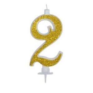 Candela 12 cm Glitter Oro numero 2*