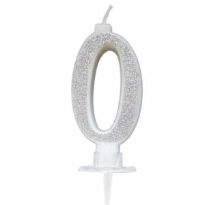 Candela 7 cm Glitter Argento numero 0 *