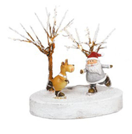 Statuine Babbo Natale e Renna con led 12 cm