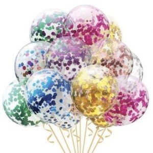 Set 4 Palloncini Trasparenti con Coriandoli Stelle Metal *