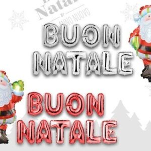 Set Palloncini Mylar 40 cm (Buon Natale + Babbo Natale) *