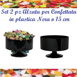 Set 2 pz Alzata per Confettata in plastica Nera ø 15 cm