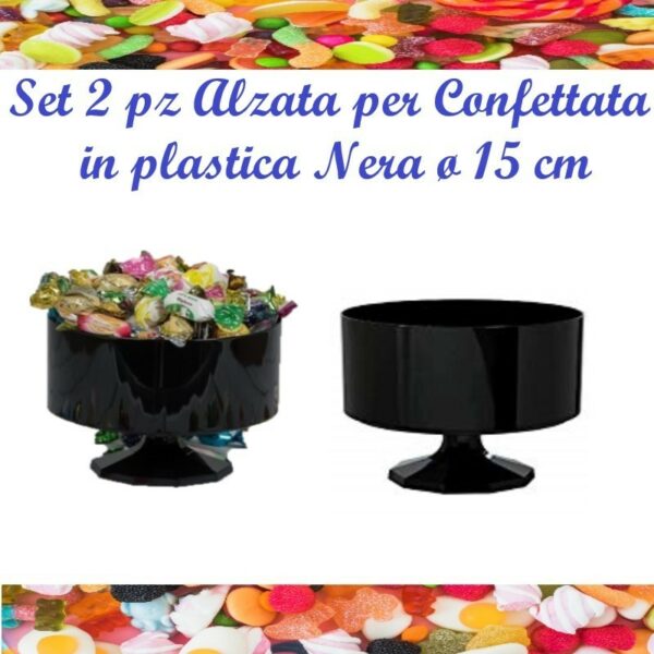 Set 2 pz Alzata per Confettata in plastica Nera ø 15 cm