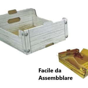 Cesta in cartone effetto Legno Chiaro con maniglia 35,5x24x12,5 cm *