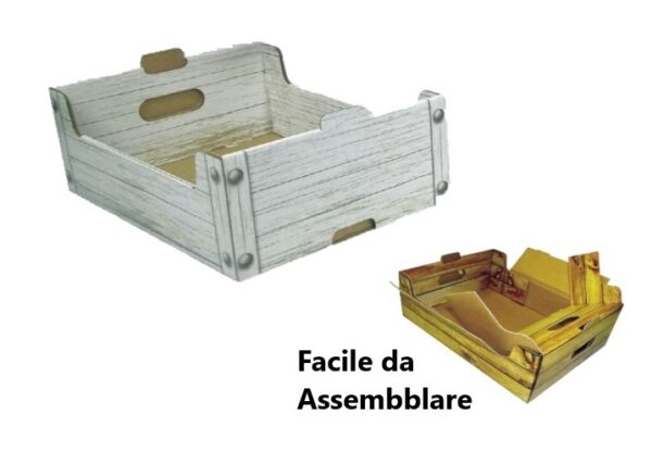 Cesta in cartone effetto Legno Chiaro con maniglia 35,5x24x12,5 cm *