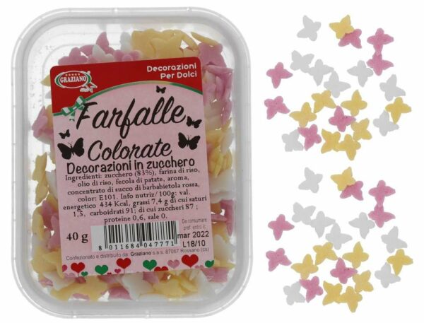 Farfalle di Zucchero Multicolore 40 grammi *