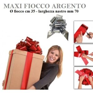 Nastro Maxi Splendi Fiocco 70 mm X ø 35 cm Argento *