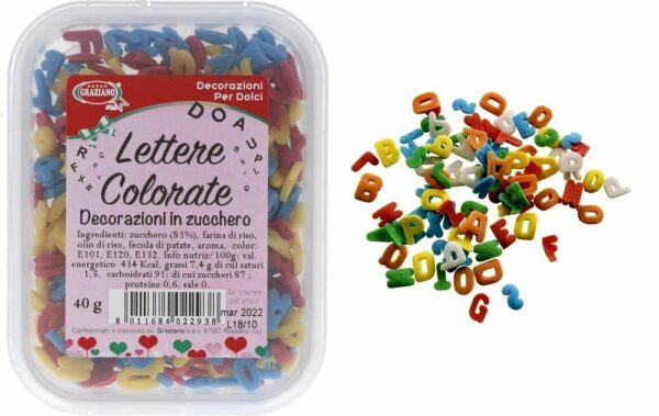 Lettere di Zucchero Multicolore 40 grammi *