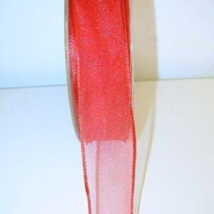 Nastro Organza Animato Bordato Rosso mt 25×25 mm