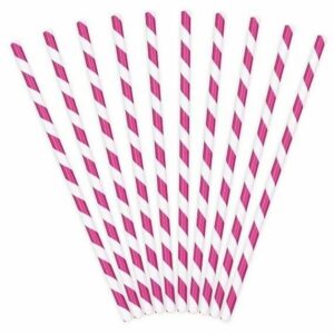 Cannucce in carta 19,5 cm Spirale Bianco e Fucsia 10 pz *